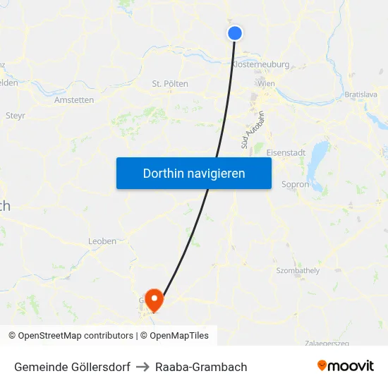 Gemeinde Göllersdorf to Raaba-Grambach map