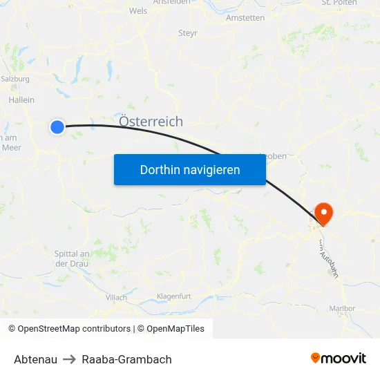 Abtenau to Raaba-Grambach map