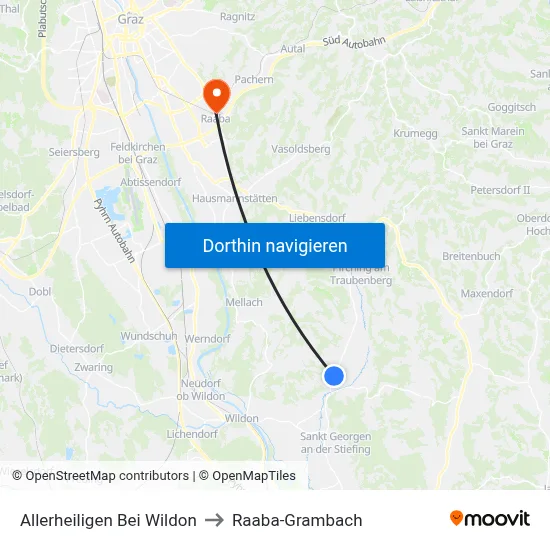 Allerheiligen Bei Wildon to Raaba-Grambach map