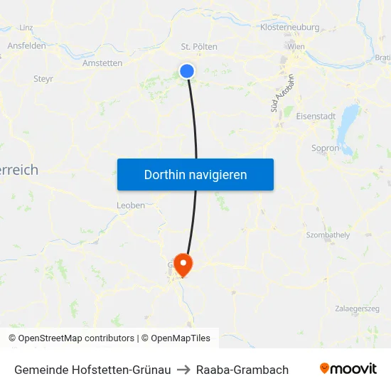 Gemeinde Hofstetten-Grünau to Raaba-Grambach map