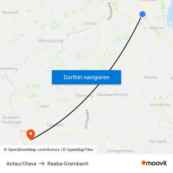 Antau/Otava to Raaba-Grambach map
