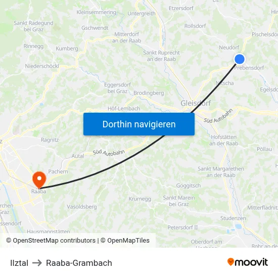 Ilztal to Raaba-Grambach map