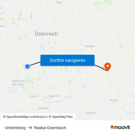 Unternberg to Raaba-Grambach map