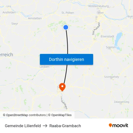 Gemeinde Lilienfeld to Raaba-Grambach map