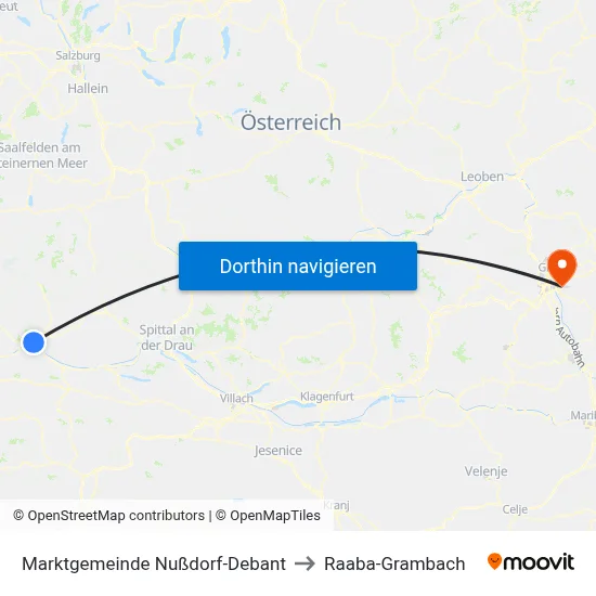 Marktgemeinde Nußdorf-Debant to Raaba-Grambach map