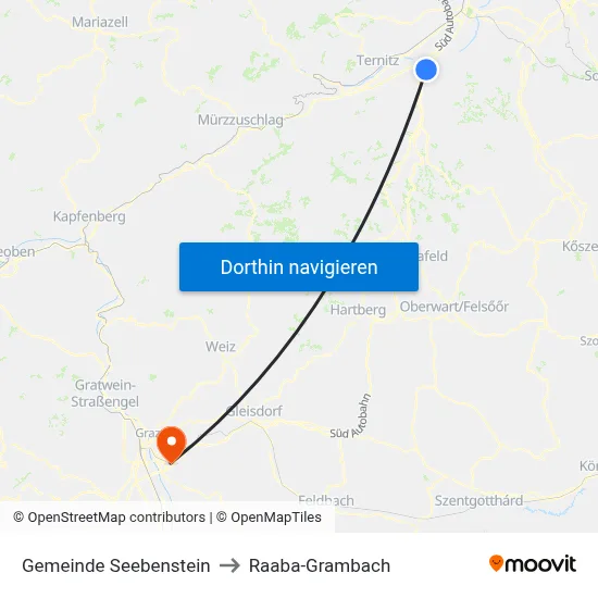 Gemeinde Seebenstein to Raaba-Grambach map