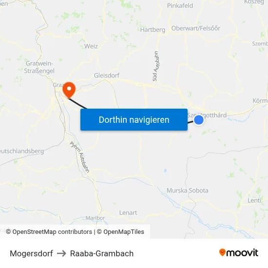 Mogersdorf to Raaba-Grambach map