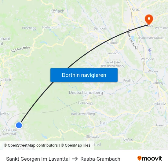 Sankt Georgen Im Lavanttal to Raaba-Grambach map