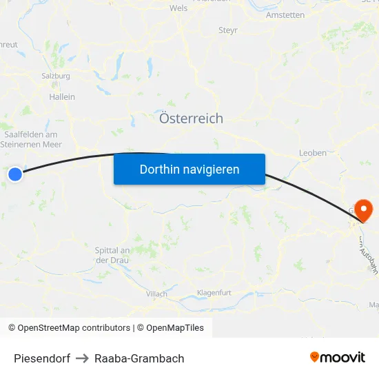 Piesendorf to Raaba-Grambach map