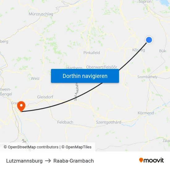 Lutzmannsburg to Raaba-Grambach map