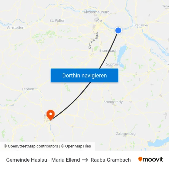 Gemeinde Haslau - Maria Ellend to Raaba-Grambach map