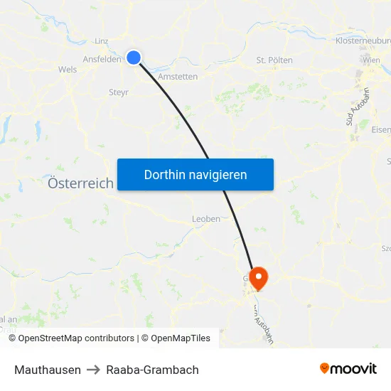 Mauthausen to Raaba-Grambach map
