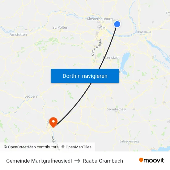 Gemeinde Markgrafneusiedl to Raaba-Grambach map