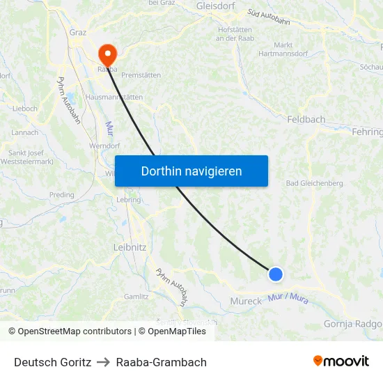 Deutsch Goritz to Raaba-Grambach map