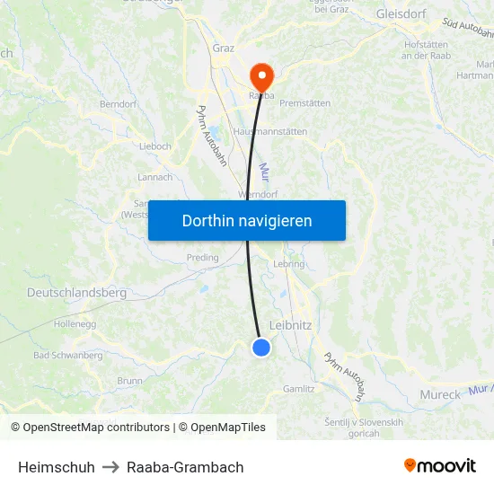 Heimschuh to Raaba-Grambach map