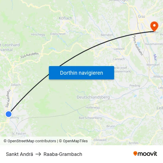 Sankt Andrä to Raaba-Grambach map