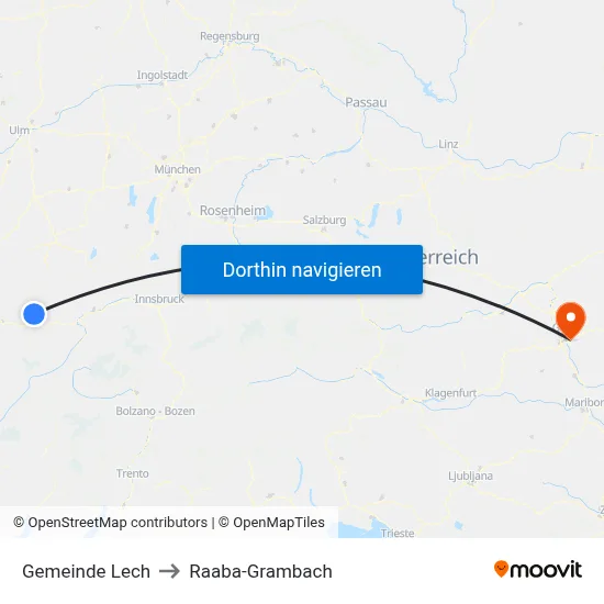 Gemeinde Lech to Raaba-Grambach map