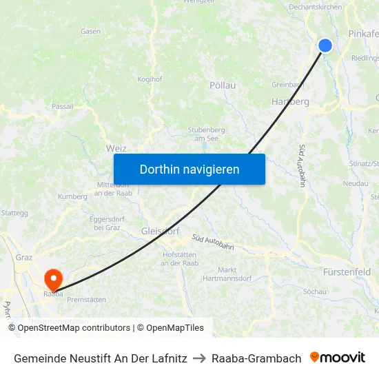 Gemeinde Neustift An Der Lafnitz to Raaba-Grambach map