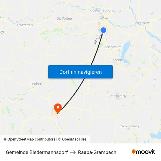 Gemeinde Biedermannsdorf to Raaba-Grambach map