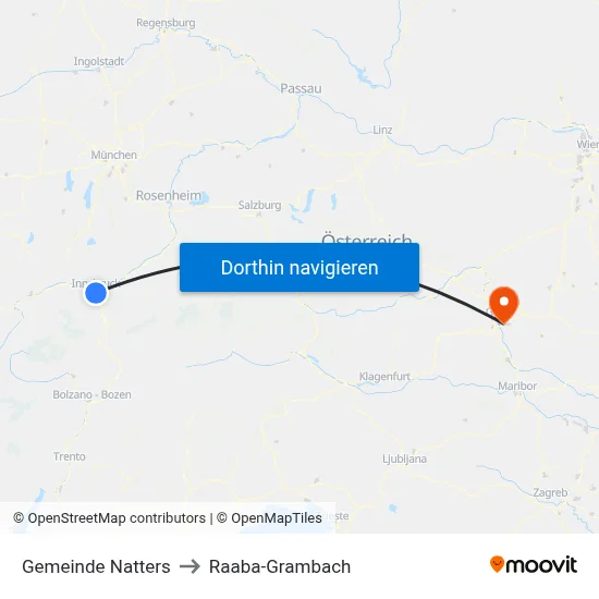 Gemeinde Natters to Raaba-Grambach map
