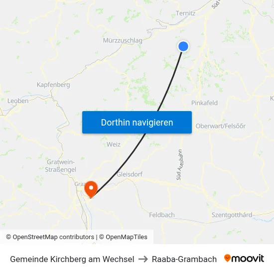 Gemeinde Kirchberg am Wechsel to Raaba-Grambach map