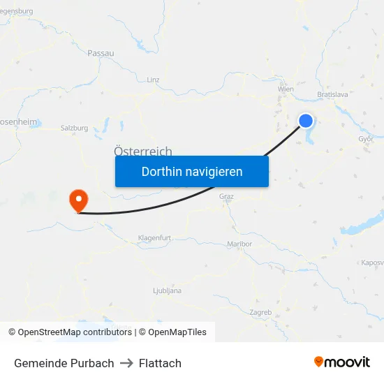 Gemeinde Purbach to Flattach map