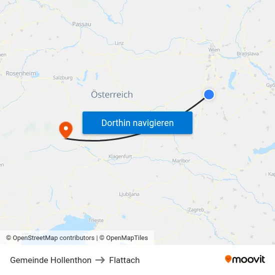 Gemeinde Hollenthon to Flattach map