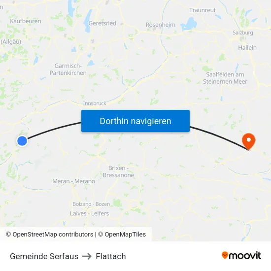 Gemeinde Serfaus to Flattach map