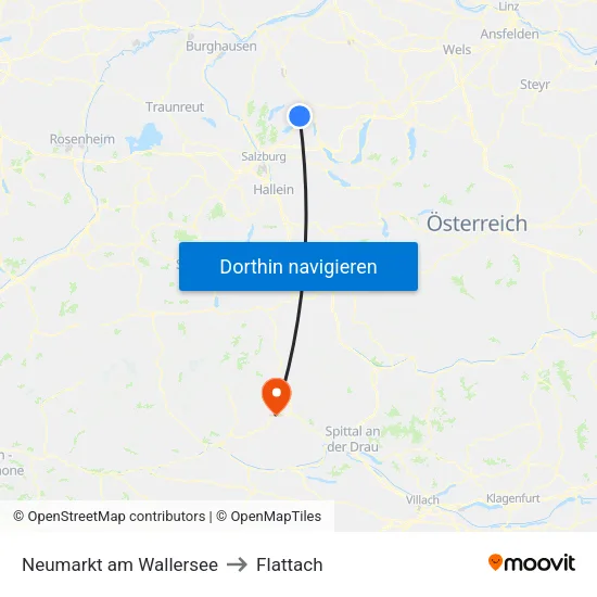 Neumarkt am Wallersee to Flattach map