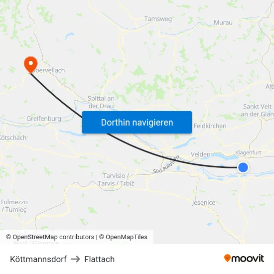 Köttmannsdorf to Flattach map