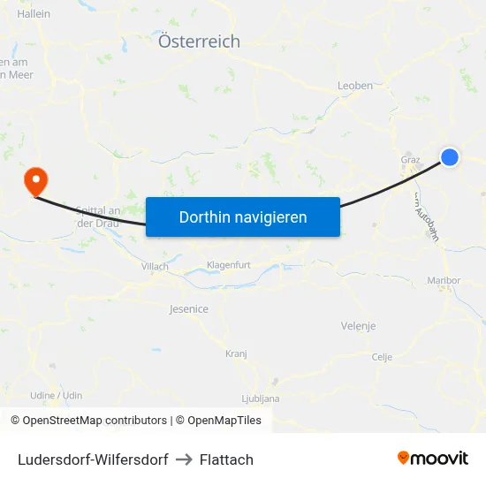 Ludersdorf-Wilfersdorf to Flattach map