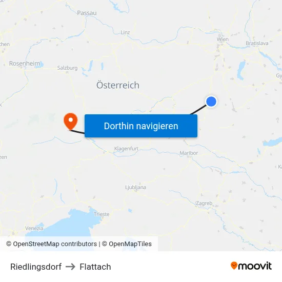 Riedlingsdorf to Flattach map