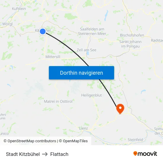 Stadt Kitzbühel to Flattach map