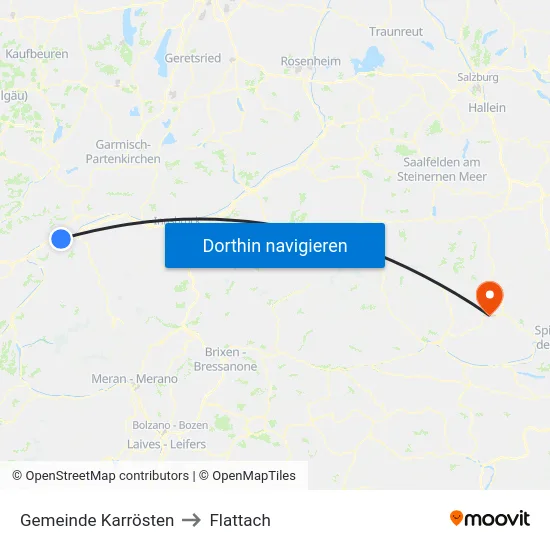 Gemeinde Karrösten to Flattach map