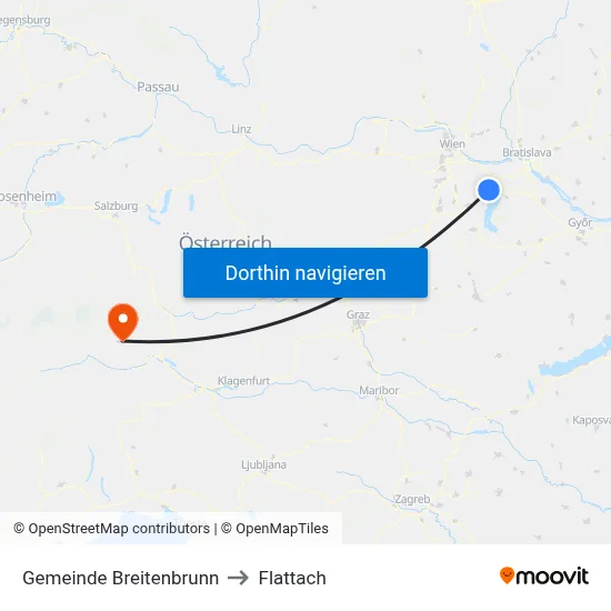 Gemeinde Breitenbrunn to Flattach map