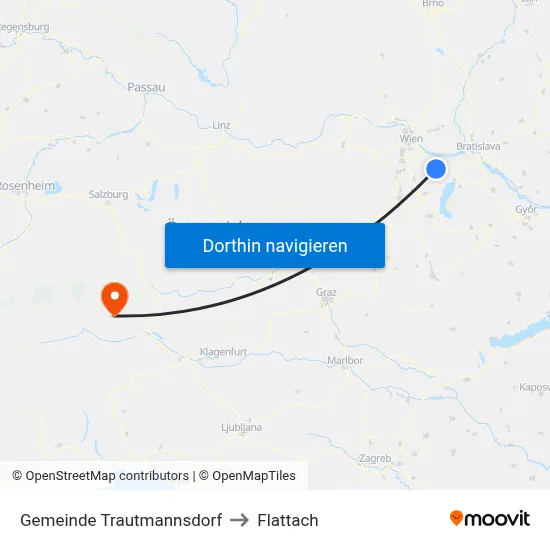 Gemeinde Trautmannsdorf to Flattach map