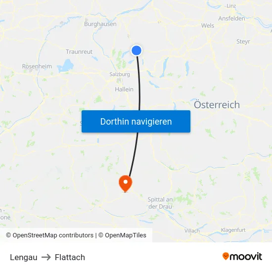 Lengau to Flattach map