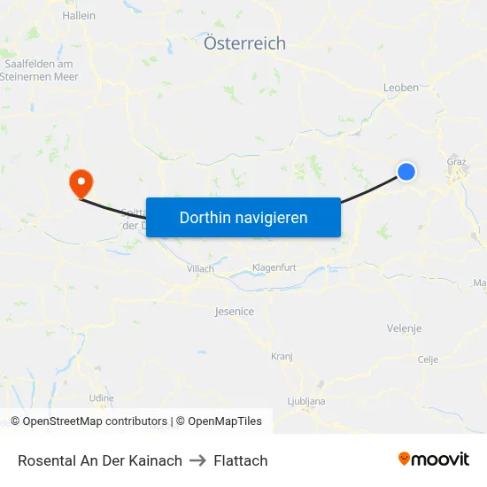 Rosental An Der Kainach to Flattach map