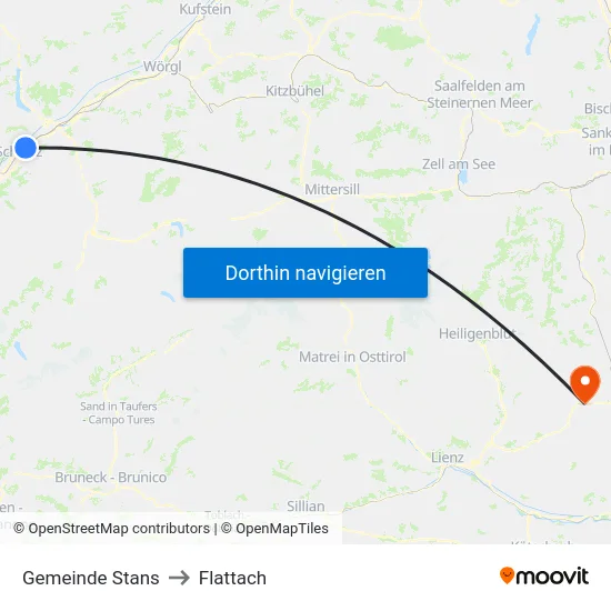 Gemeinde Stans to Flattach map