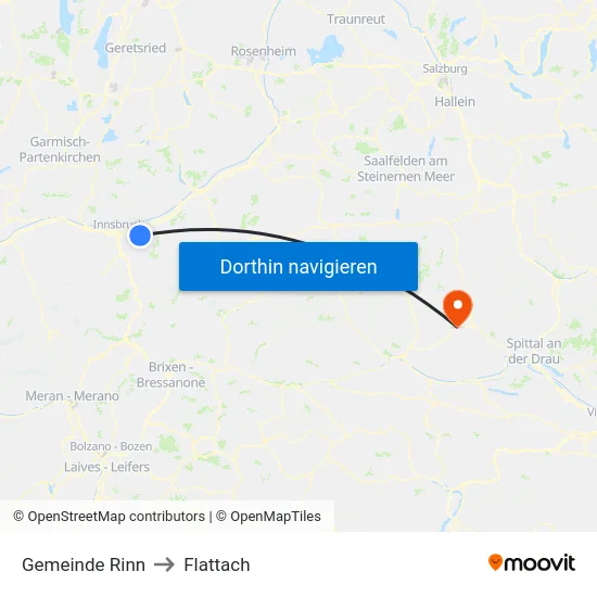 Gemeinde Rinn to Flattach map