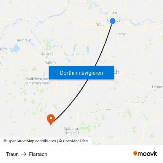Traun to Flattach map