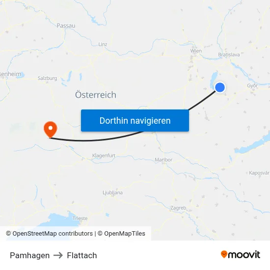 Pamhagen to Flattach map
