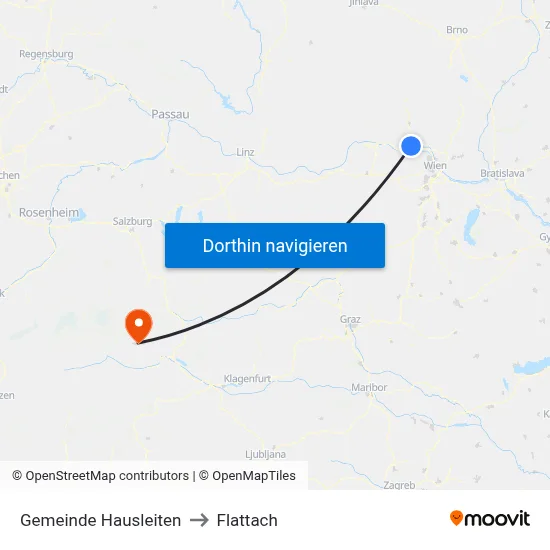 Gemeinde Hausleiten to Flattach map