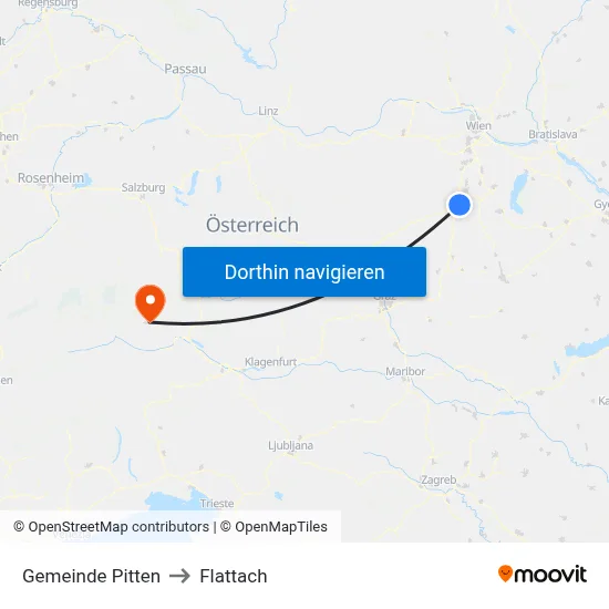 Gemeinde Pitten to Flattach map