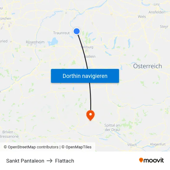 Sankt Pantaleon to Flattach map