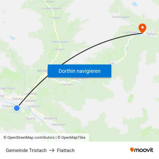 Gemeinde Tristach to Flattach map
