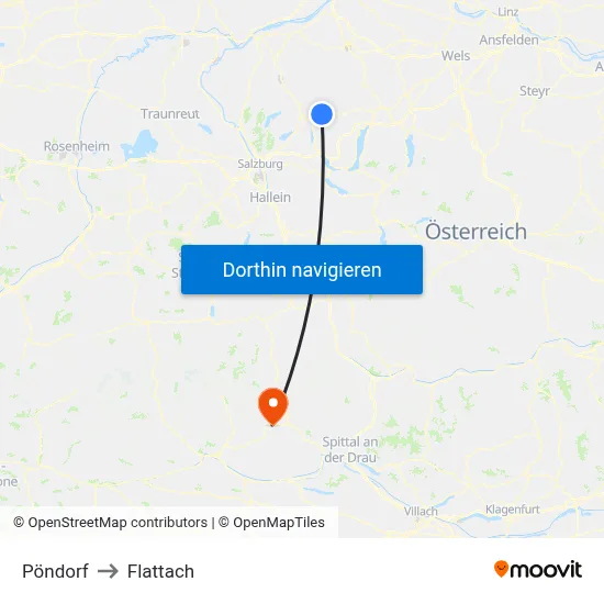 Pöndorf to Flattach map
