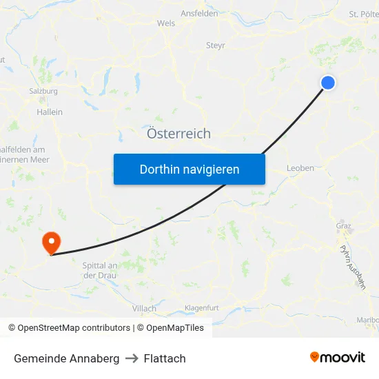 Gemeinde Annaberg to Flattach map