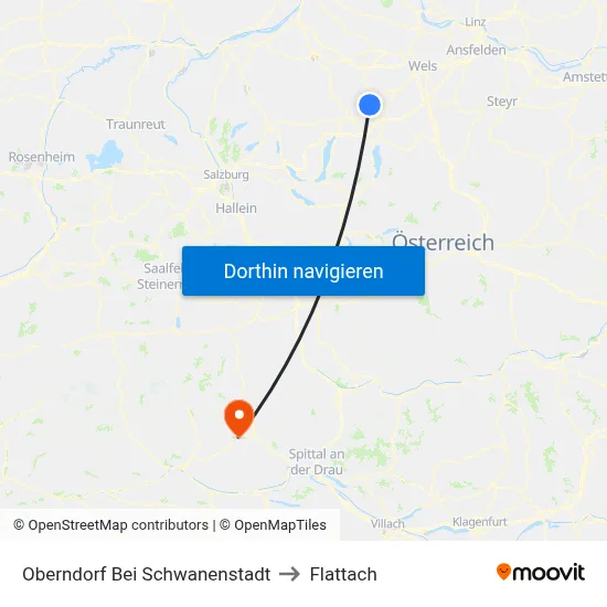Oberndorf Bei Schwanenstadt to Flattach map