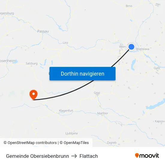 Gemeinde Obersiebenbrunn to Flattach map
